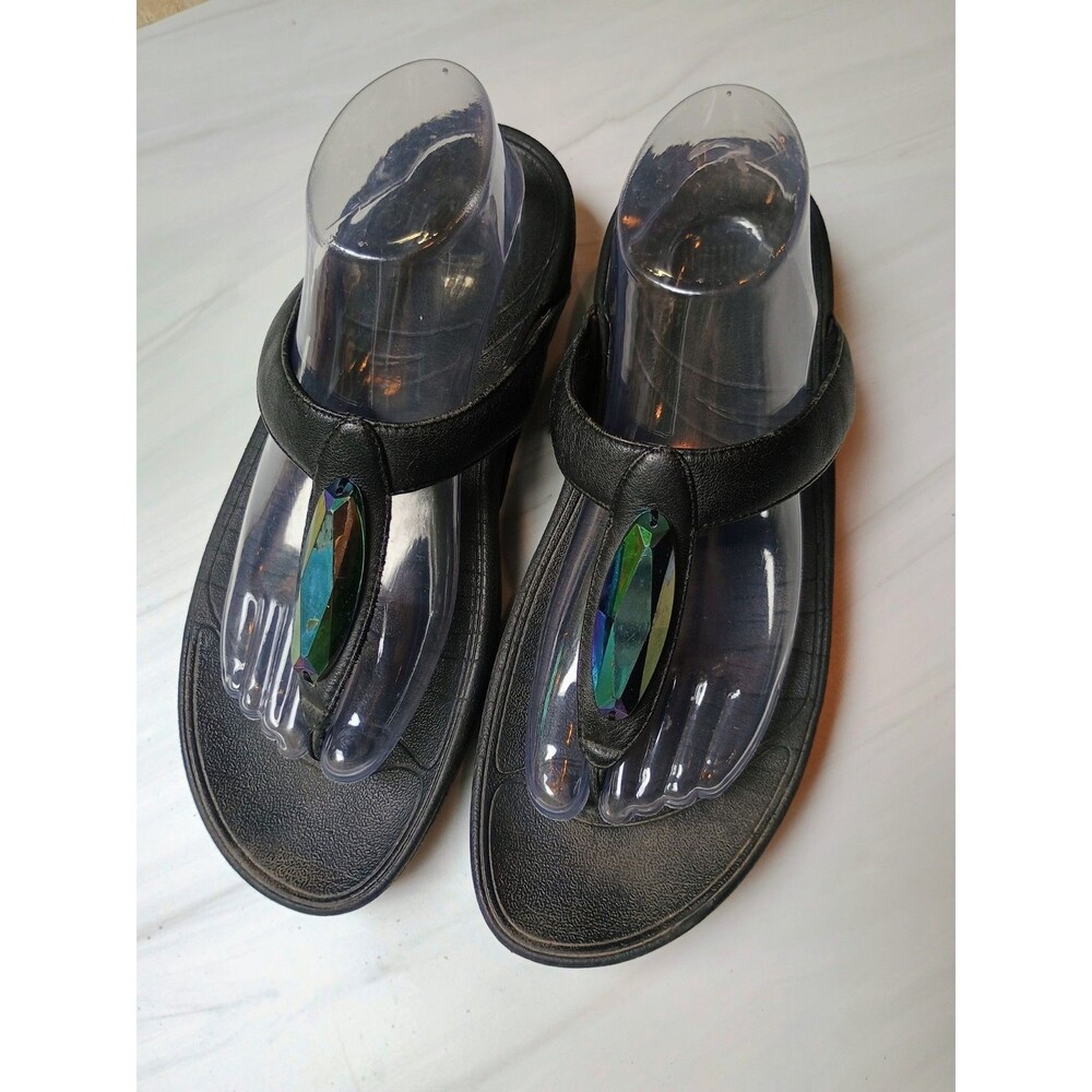 Women's Fit Flop Comfort Flip Flop Black Gem Stone Women's Sz 10